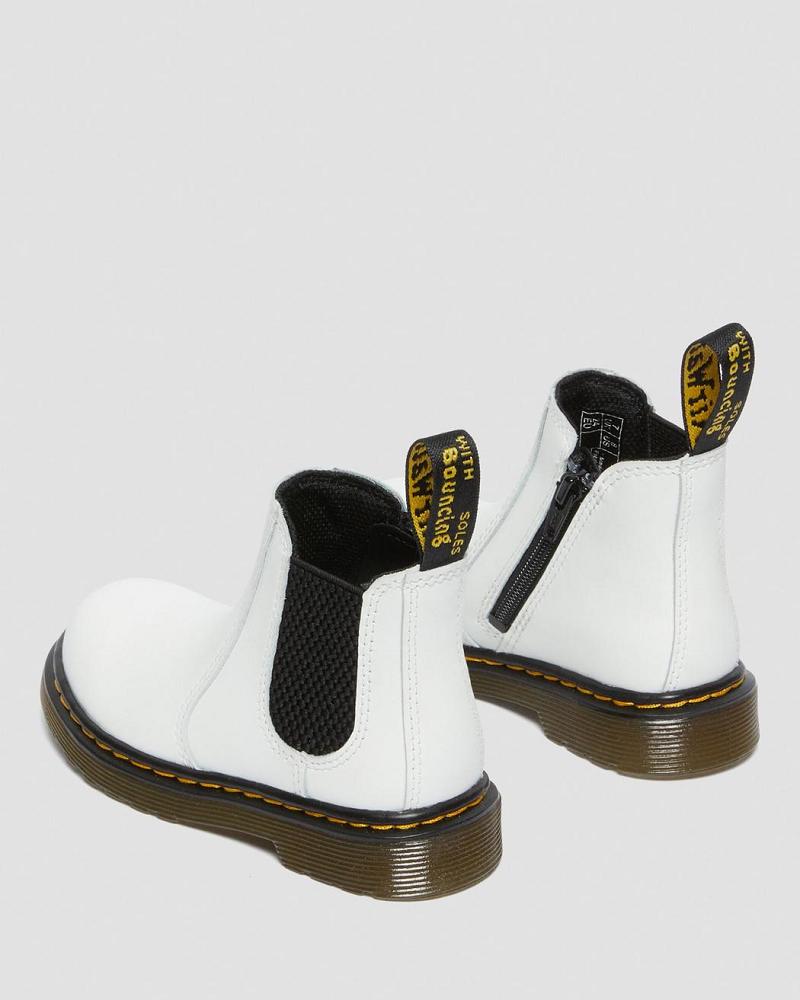 Dr Martens Toddler 2976 Læder Chelsea Støvler Børn Hvide | DK 669ZUT